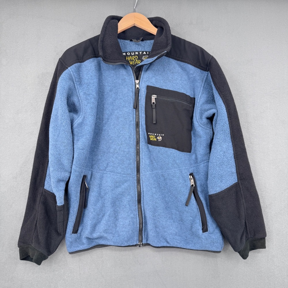 Mountain Hardwear Fleece Jacket Mens M Blue Black Gorpcore Hiking Outdoor Retro